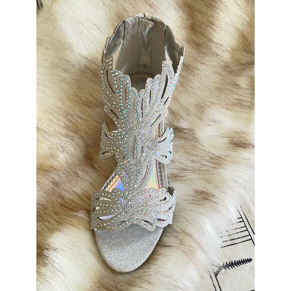 Bella  Hanna Heel Sparkling Rhinestone Dress-Shoes lime03 Size 7 - Picture 4 of 11